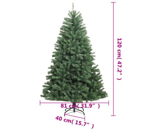 Brad de crăciun artificial cu suport și balamale, verde, 120 cm, 8 image