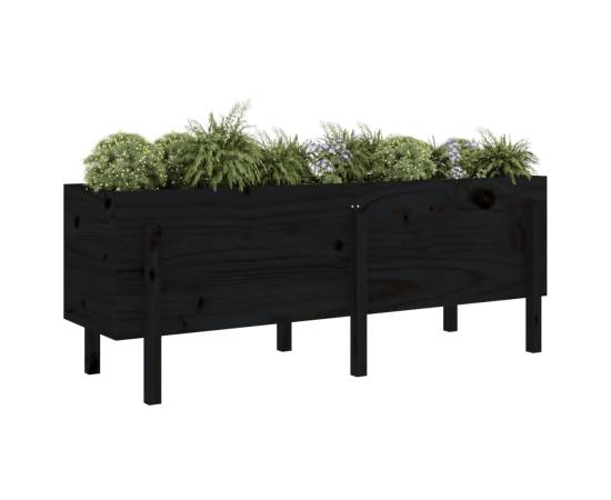 Strat înălțat de grădină, negru, 160x50x57 cm, lemn masiv pin, 3 image