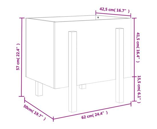 Jardinieră de grădină, 62x50x57 cm, lemn masiv de pin, 9 image