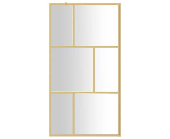 Paravan duș walk-in, auriu, 100x195 cm, sticlă esg transparentă, 3 image