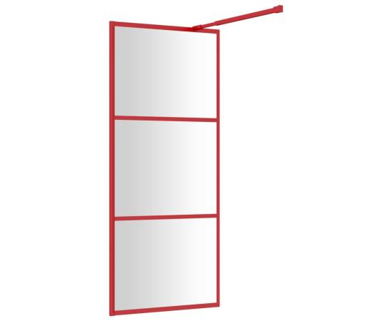 Paravan duș walk-in, roșu, 80x195 cm, sticlă esg transparentă, 5 image