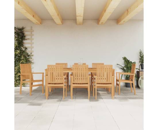 Set mobilier de grădină, 9 piese, lemn masiv de tec