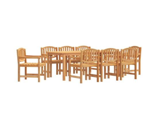Set mobilier de grădină, 9 piese, lemn masiv de tec, 2 image