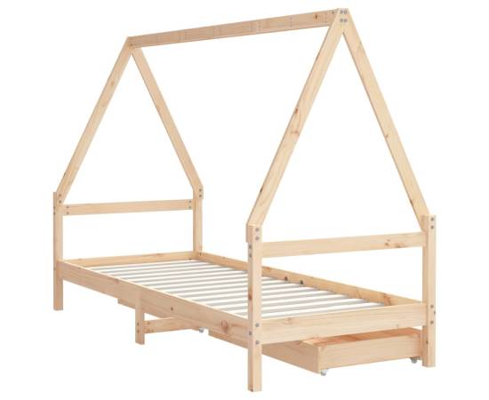 Cadru de pat cu sertare de copii, 90x200 cm, lemn masiv pin, 7 image