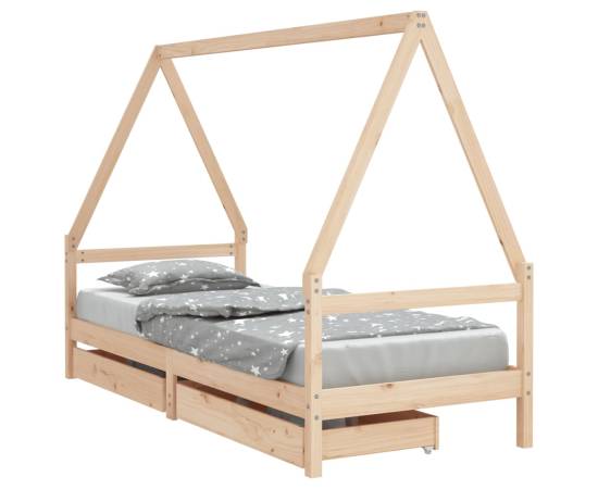 Cadru de pat cu sertare de copii, 90x200 cm, lemn masiv pin, 2 image