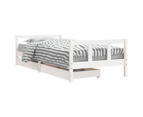 Cadru de pat cu sertare de copii, alb, 90x200 cm lemn masiv pin, 2 image
