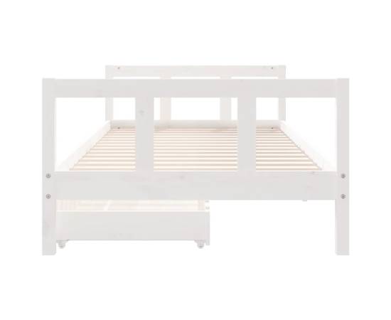 Cadru de pat cu sertare de copii, alb, 90x200 cm lemn masiv pin, 5 image