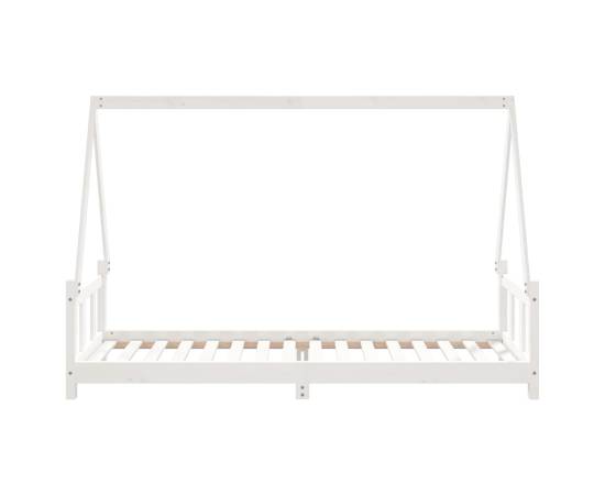 Cadru de pat pentru copii, alb, 90x200 cm, lemn masiv de pin, 5 image