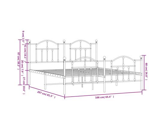 Cadru pat metalic cu tăblie de cap/picioare, negru, 160x200 cm, 9 image
