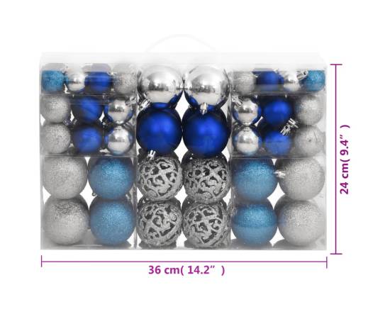 Globuri de crăciun 100 buc., albastru și argintiu, 3 / 4 / 6 cm, 10 image