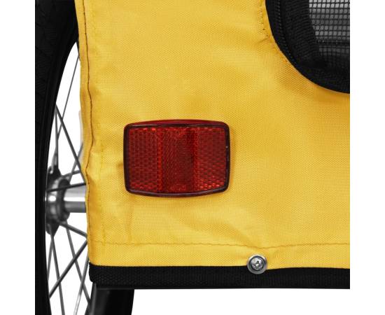 Remorcă bicicletă pentru câini, galben, țesătură oxford și fier, 10 image