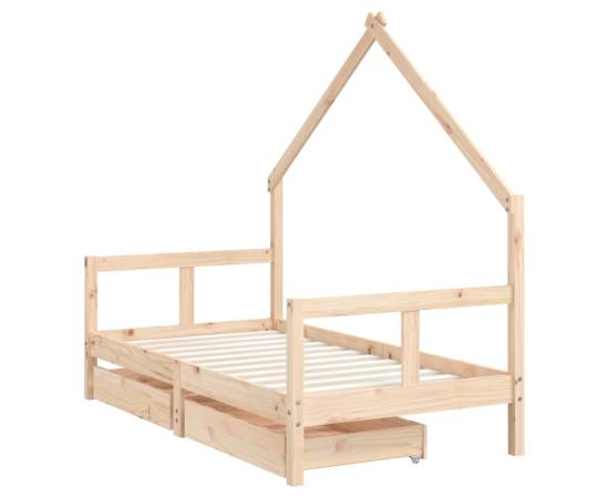 Cadru de pat copii cu sertare, 80x160 cm, lemn masiv pin, 3 image