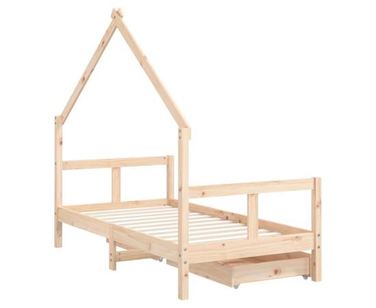 Cadru de pat copii cu sertare, 80x160 cm, lemn masiv pin, 7 image