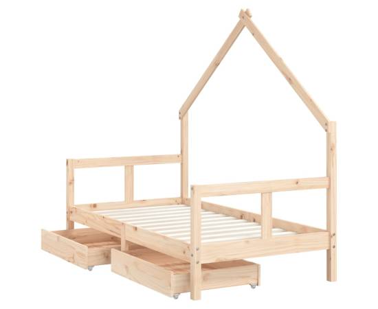 Cadru de pat copii cu sertare, 80x160 cm, lemn masiv pin, 4 image