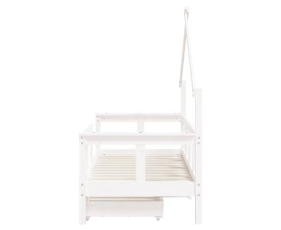 Cadru de pat copii cu sertare, alb, 70x140 cm, lemn masiv pin, 6 image