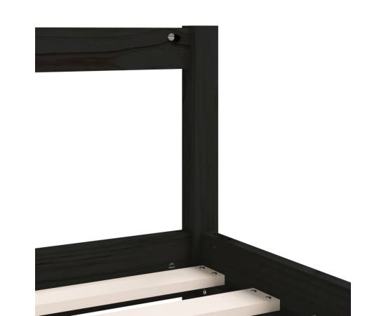 Cadru de pat copii cu sertare, negru, 90x200 cm, lemn masiv pin, 8 image