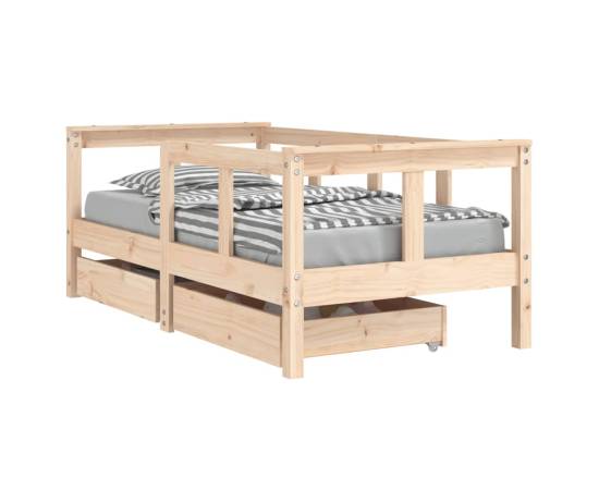 Cadru de pat cu sertare de copii, 70x140 cm, lemn masiv de pin, 2 image