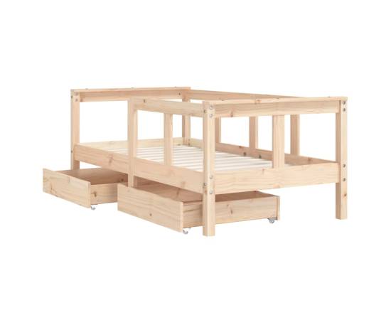 Cadru de pat cu sertare de copii, 70x140 cm, lemn masiv de pin, 4 image