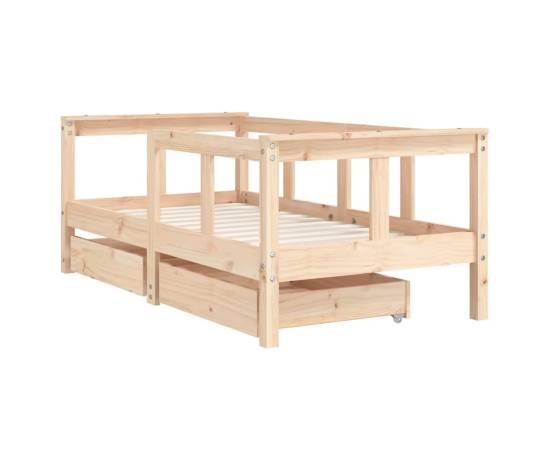 Cadru de pat cu sertare de copii, 70x140 cm, lemn masiv de pin, 3 image