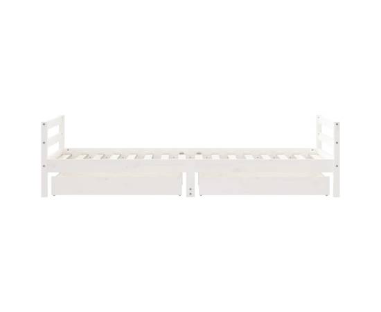 Cadru de pat cu sertare de copii, alb, 90x200 cm lemn masiv pin, 6 image