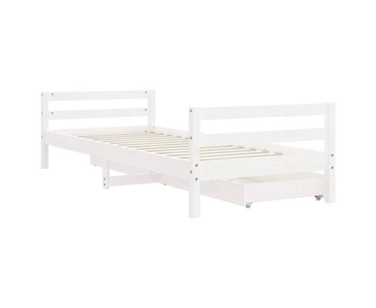 Cadru de pat cu sertare de copii, alb, 90x200 cm lemn masiv pin, 7 image