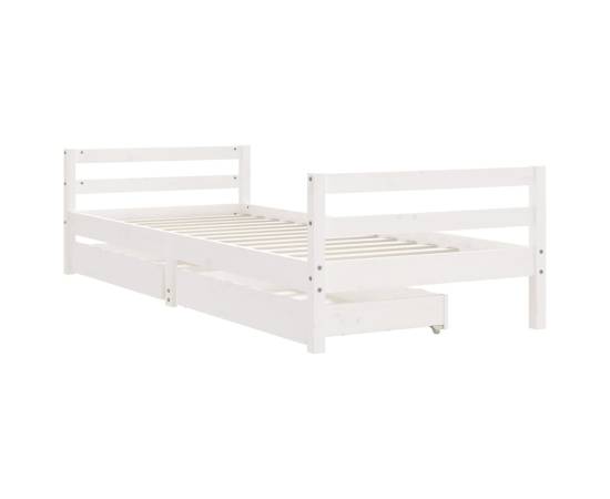 Cadru de pat cu sertare de copii, alb, 90x200 cm lemn masiv pin, 3 image