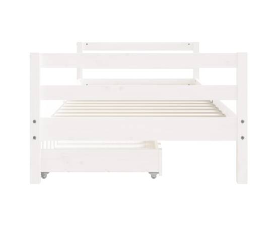 Cadru de pat cu sertare de copii, alb, 90x200 cm lemn masiv pin, 5 image