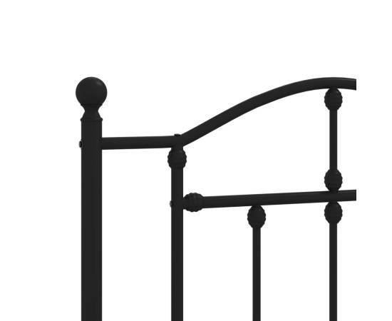 Cadru de pat metalic cu tăblie, negru, 100x190 cm, 8 image
