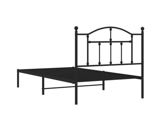 Cadru de pat metalic cu tăblie, negru, 100x190 cm, 7 image