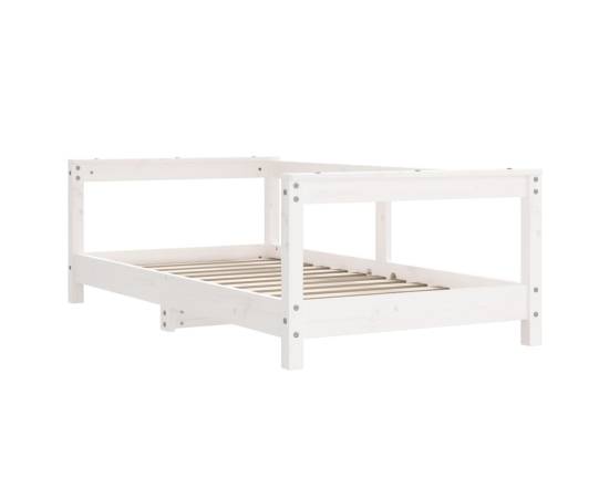 Cadru de pat pentru copii, alb, 70x140 cm, lemn masiv de pin, 3 image