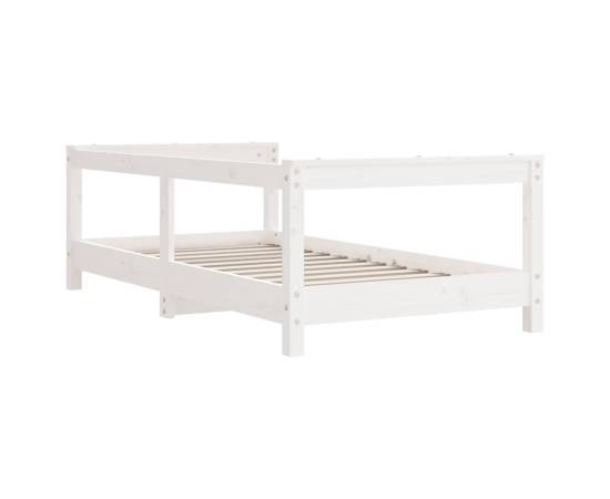 Cadru de pat pentru copii, alb, 70x140 cm, lemn masiv de pin, 6 image