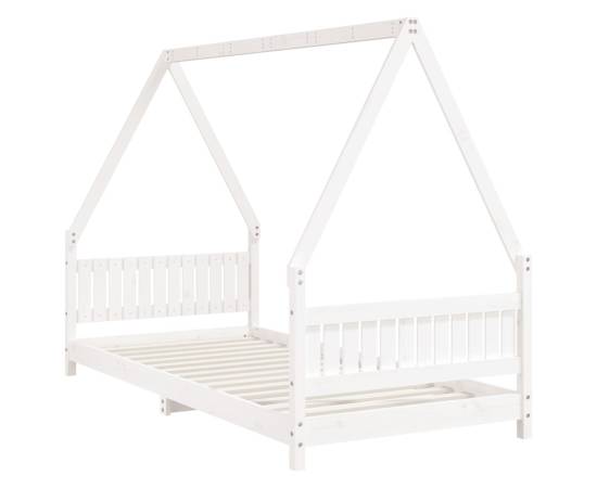 Cadru de pat pentru copii, alb, 90x200 cm, lemn masiv de pin, 6 image