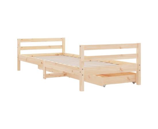 Cadru de pat pentru copii cu sertare, 90x190 cm, lemn masiv pin, 7 image
