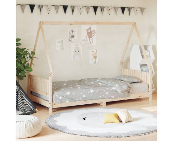 Cadru pat pentru copii, 90x200 cm, lemn masiv de pin