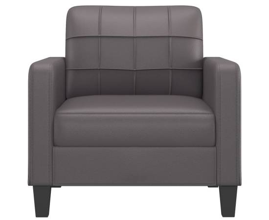 Canapea de o persoană, gri, 60 cm, piele ecologică, 3 image