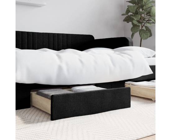 Sertare de pat 2 buc, negru, lemn prelucrat și textil