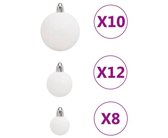Set globuri de crăciun 111 buc., alb, polistiren, 7 image