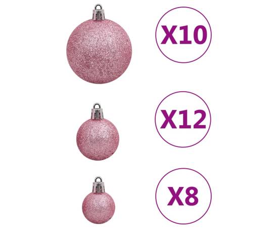 Set globuri de crăciun 111 buc., roz, polistiren, 7 image