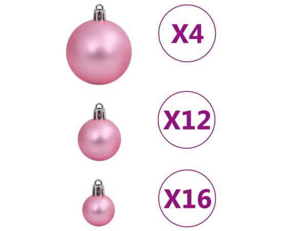 Set globuri de crăciun 111 buc., roz, polistiren, 5 image