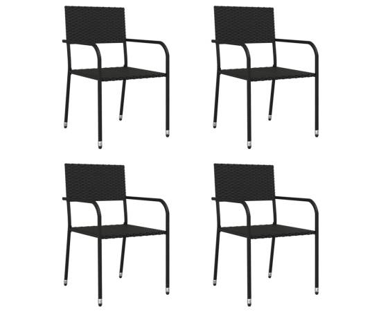 Set mobilier de grădină, 5 piese, negru, poliratan, 3 image