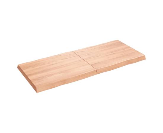 Blat masă, 140x60x6 cm, maro, lemn stejar tratat contur organic, 2 image