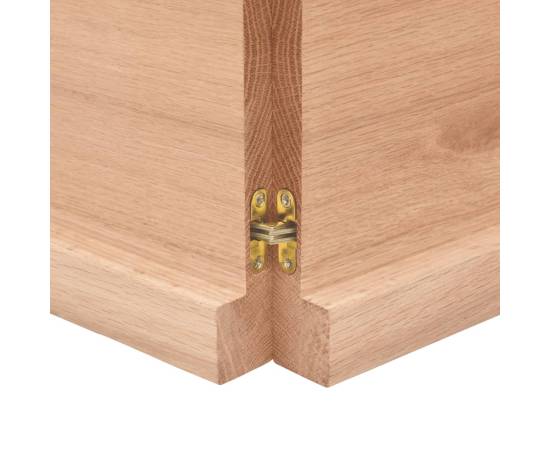 Blat masă, maro, 200x60x4 cm, lemn stejar tratat contur natural, 3 image