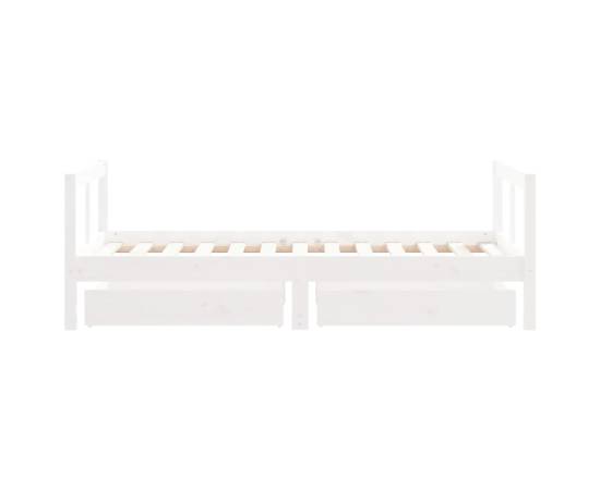 Cadru de pat copii cu sertare, alb, 80x160 cm, lemn masiv pin, 6 image