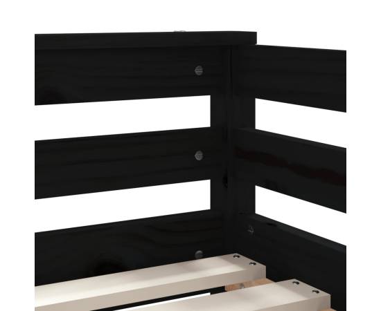 Cadru de pat copii cu sertare, negru, 70x140 cm, lemn masiv pin, 8 image