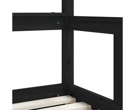 Cadru de pat copii cu sertare, negru, 70x140 cm, lemn masiv pin, 8 image