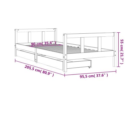 Cadru de pat cu sertare de copii, 90x200 cm, lemn masiv pin, 10 image