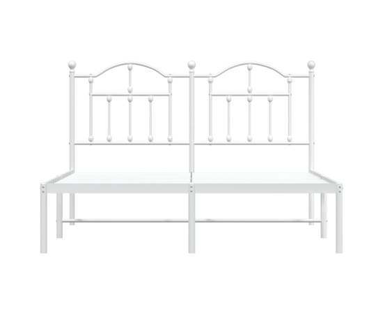 Cadru de pat metalic cu tăblie, alb, 150x200 cm, 5 image