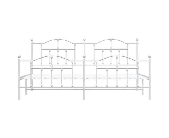Cadru de pat metalic cu tăblie, alb, 200x200 cm, 5 image