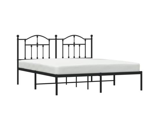 Cadru de pat metalic cu tăblie, negru, 160x200 cm, 3 image