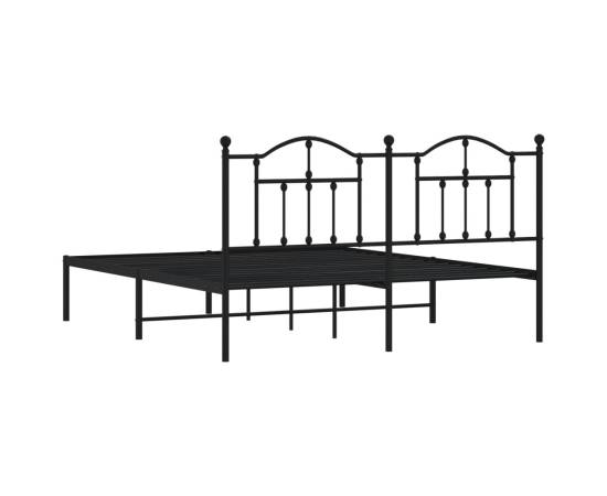 Cadru de pat metalic cu tăblie, negru, 160x200 cm, 7 image